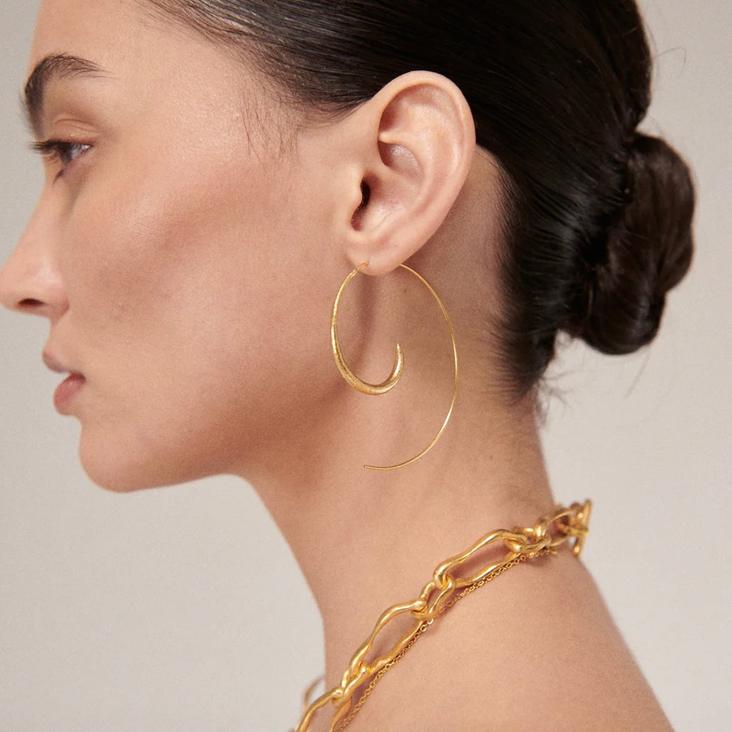 Aegina gold Pull through Hoop Earrings