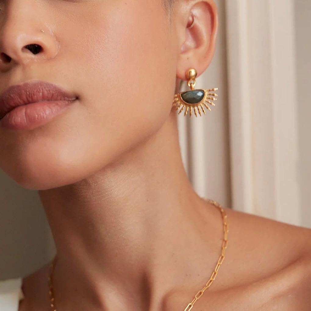 Sunrise Lapis Lazuli  Drop Stud Earrings