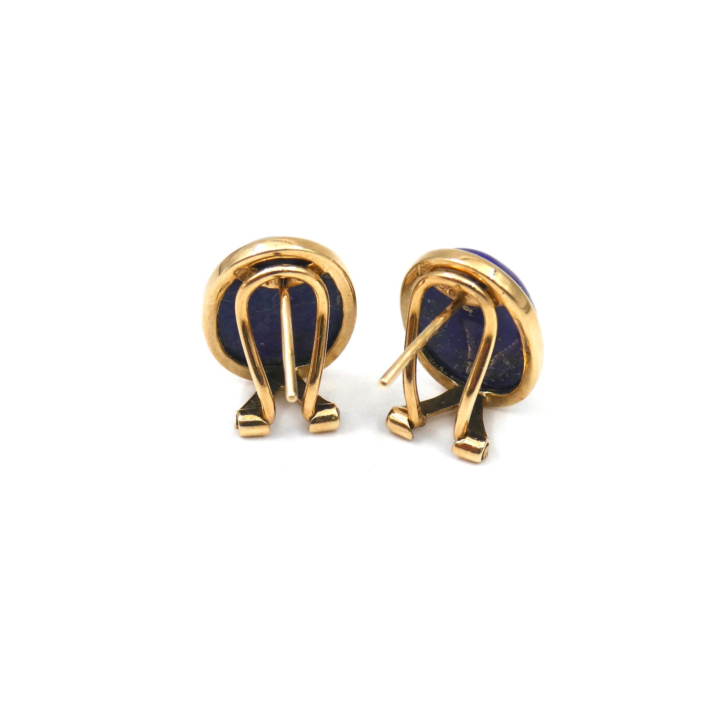 A pair of 9kt gold Lapis Lazuli Earrings, beautiful deep blue oval Earrings.