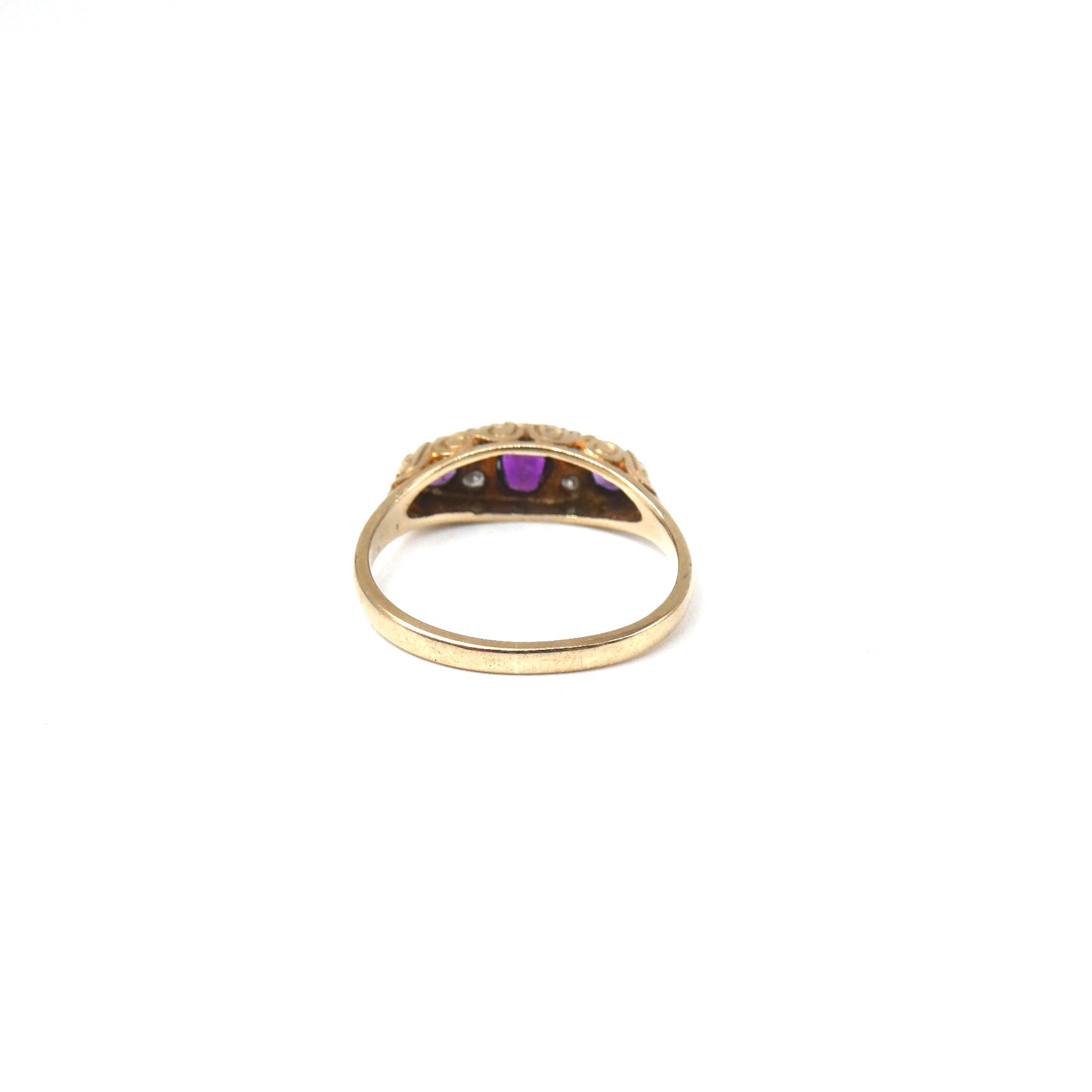 Antique style amethyst and diamond ring set.