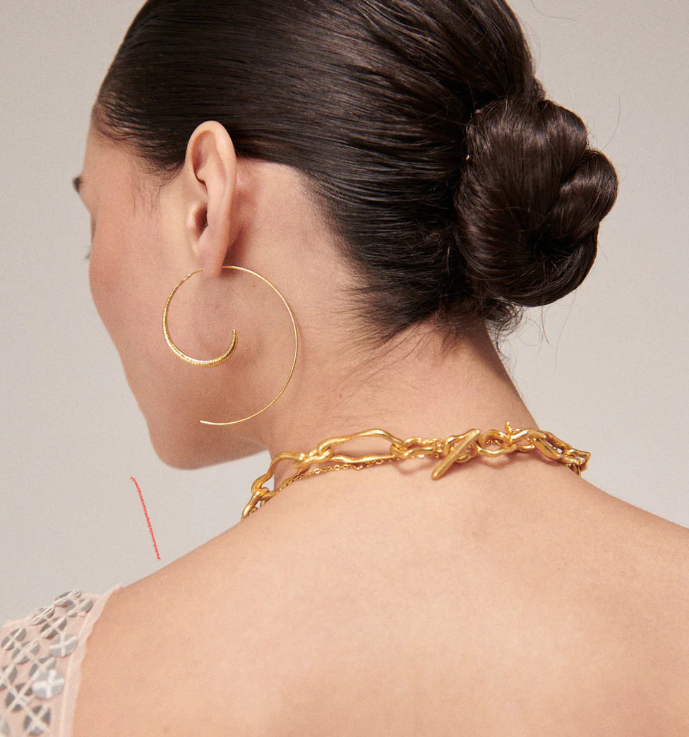 Aegina gold Pull through Hoop Earrings