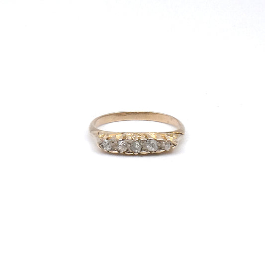 Antique gold diamond stacking ring, set with five rough diamonds.