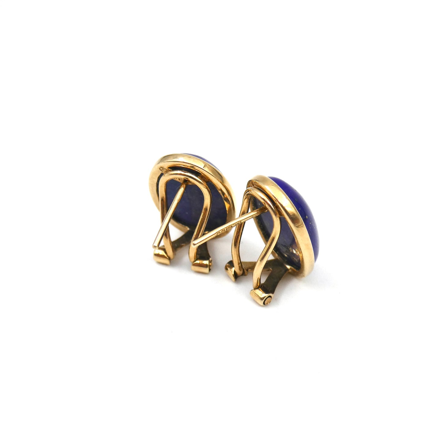 A pair of 9kt gold Lapis Lazuli Earrings, beautiful deep blue oval Earrings.
