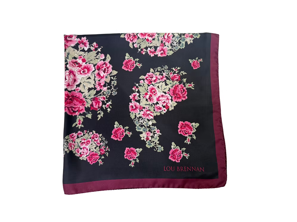 Irish Paisley Rose Black & Pink Mini Scarf