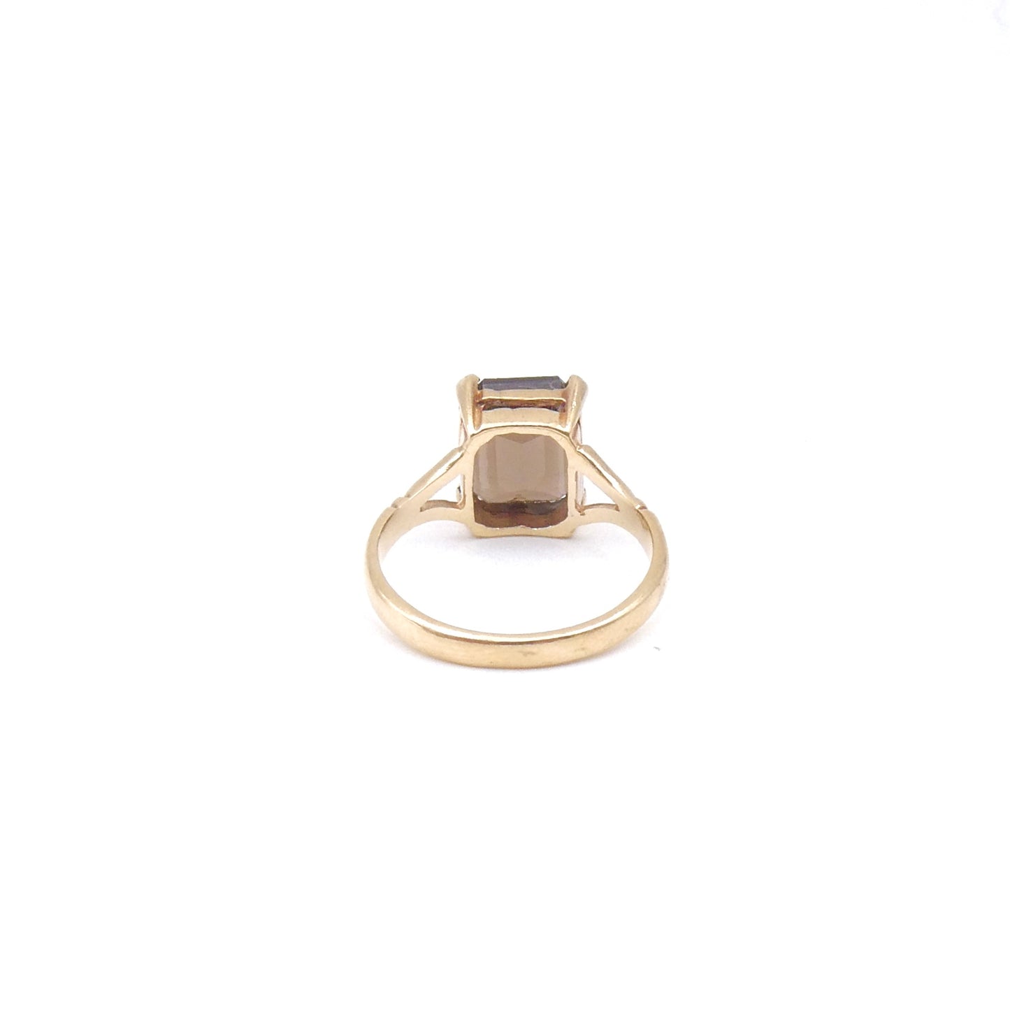 Vintage smoky quartz ring set in 9kt gold, a lovely clear translucent gemstone.