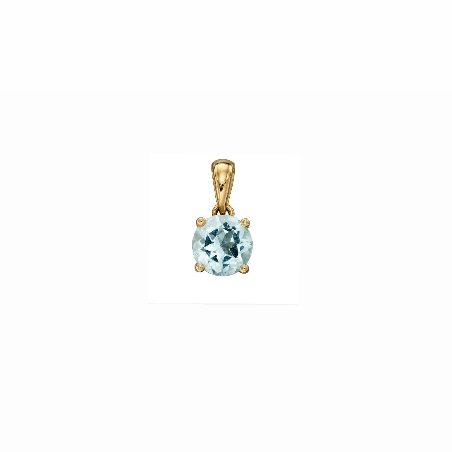 Aquamarine 9kt gold pendant Charm, for a March Birthday,