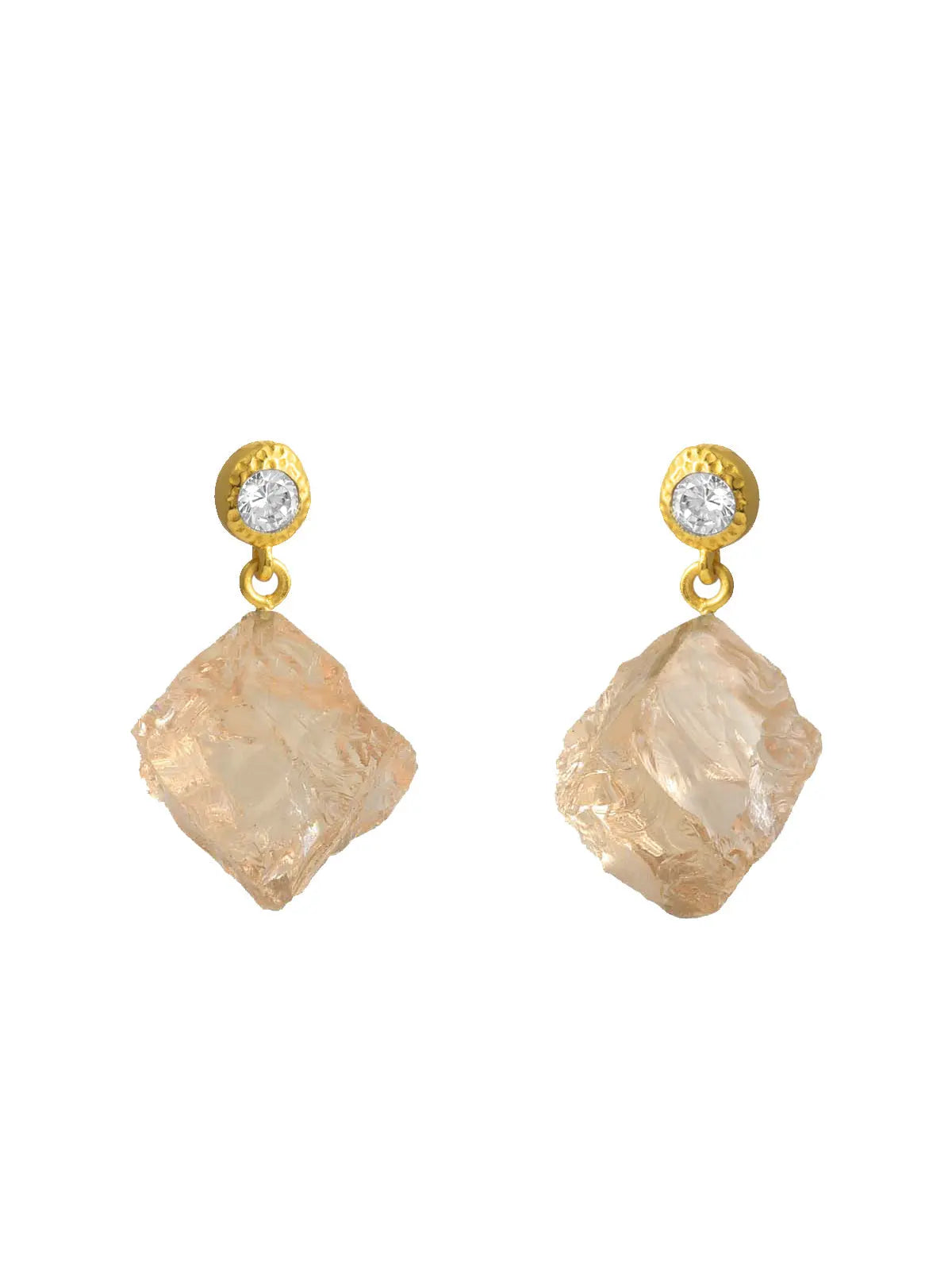 Athena earrings with raw champagne quartz.