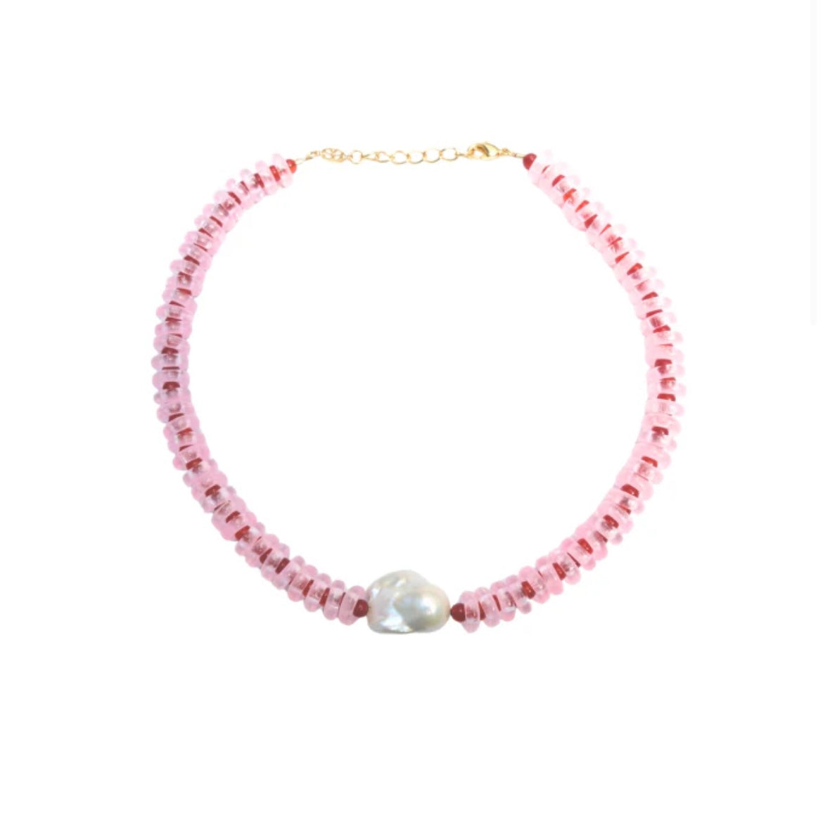 Wave Necklace in Pink and Red Agate