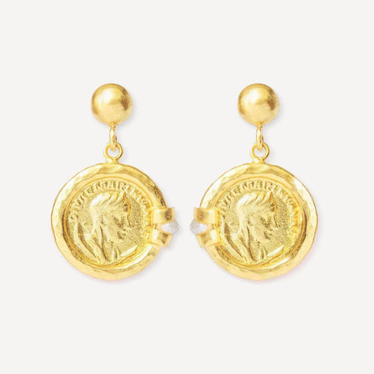 Venus Roman Earrings with a pearl.