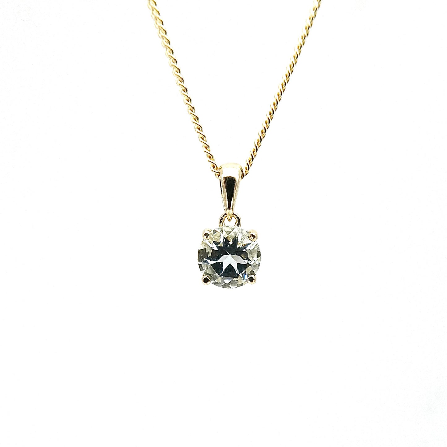 Aquamarine 9kt gold pendant, for a March Birthday,