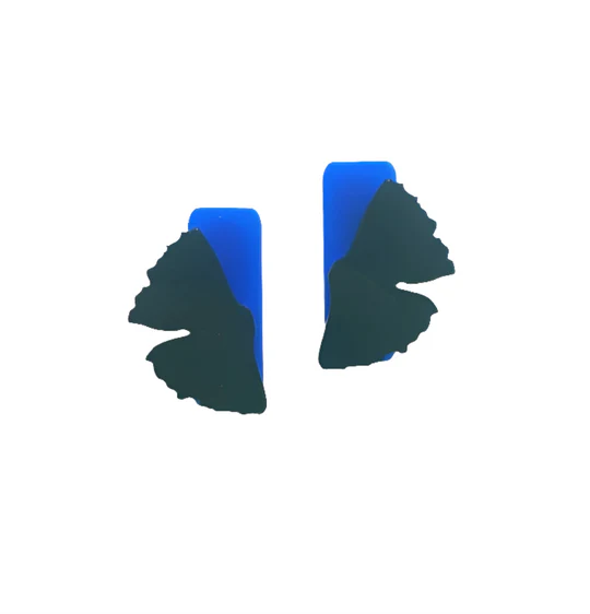 Gingko Earrings Blue & Black