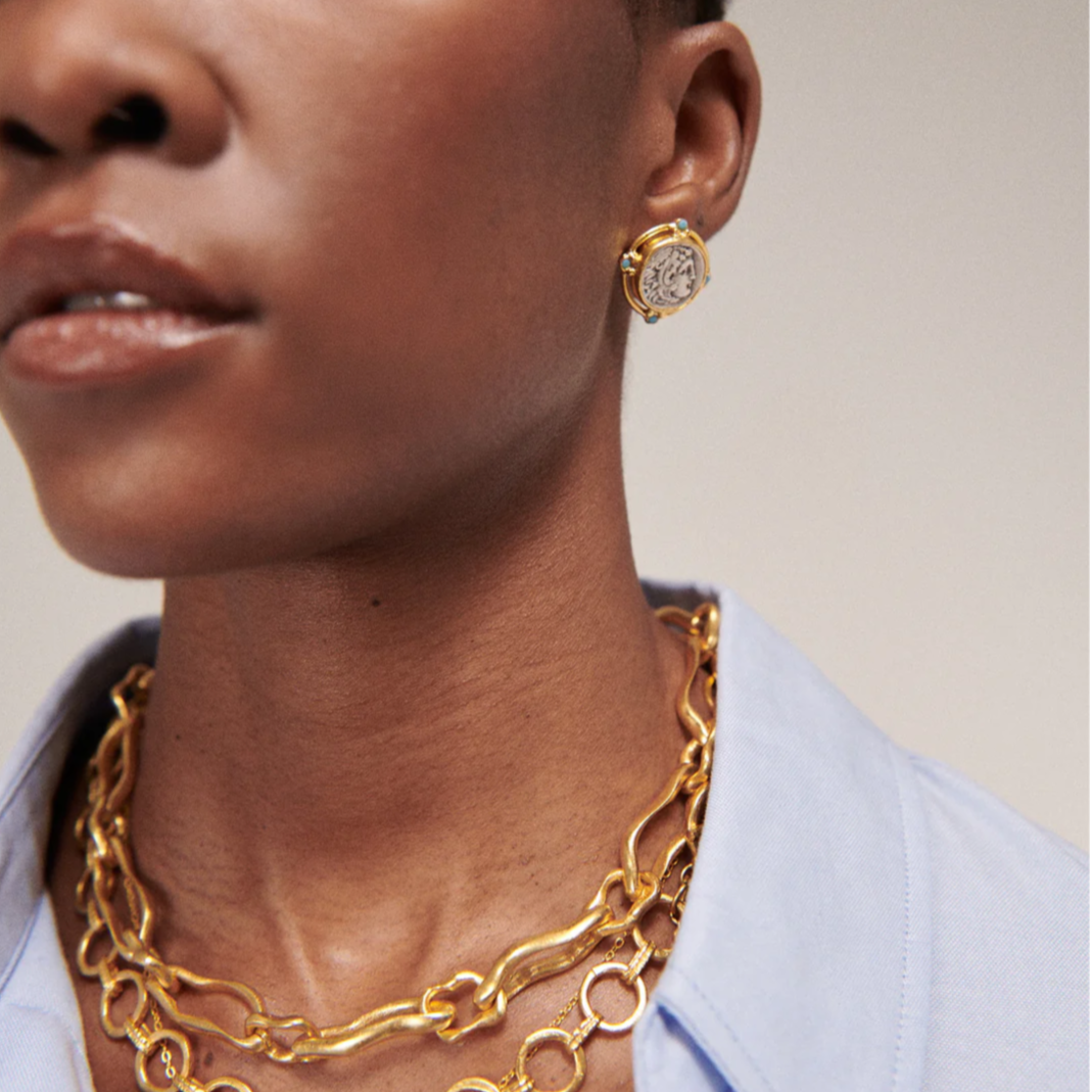 Demeter Mixed Metal Studs with Turquoise