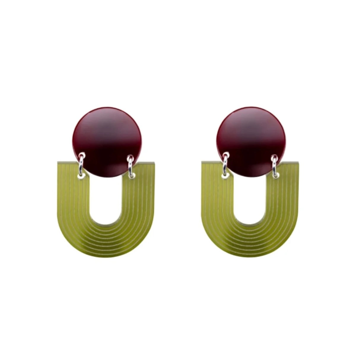 Arc Etched Olive & Burgandy