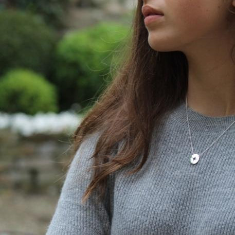 Sterling Silver cut out compass Necklace