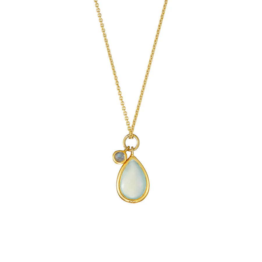 Aqua Chalcedony Necklace on Vermeil Chain.
