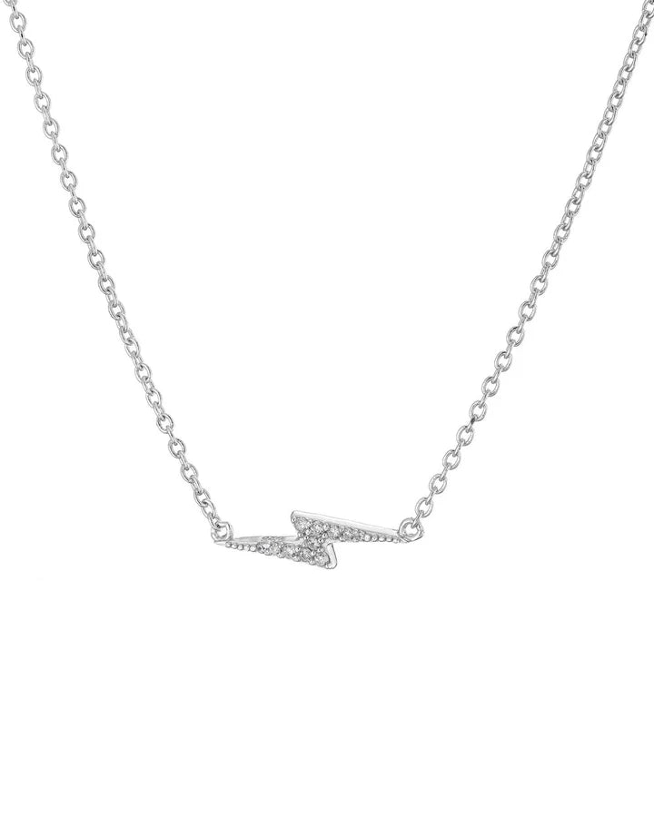 Silver Pave Bolt Necklace