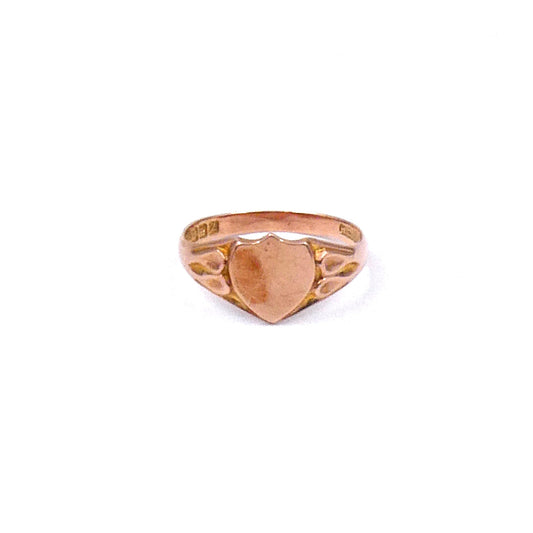 Antique rose gold shield ring from 1874. - Collected