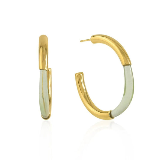 Gold and Pale green glass Hoops - Collected