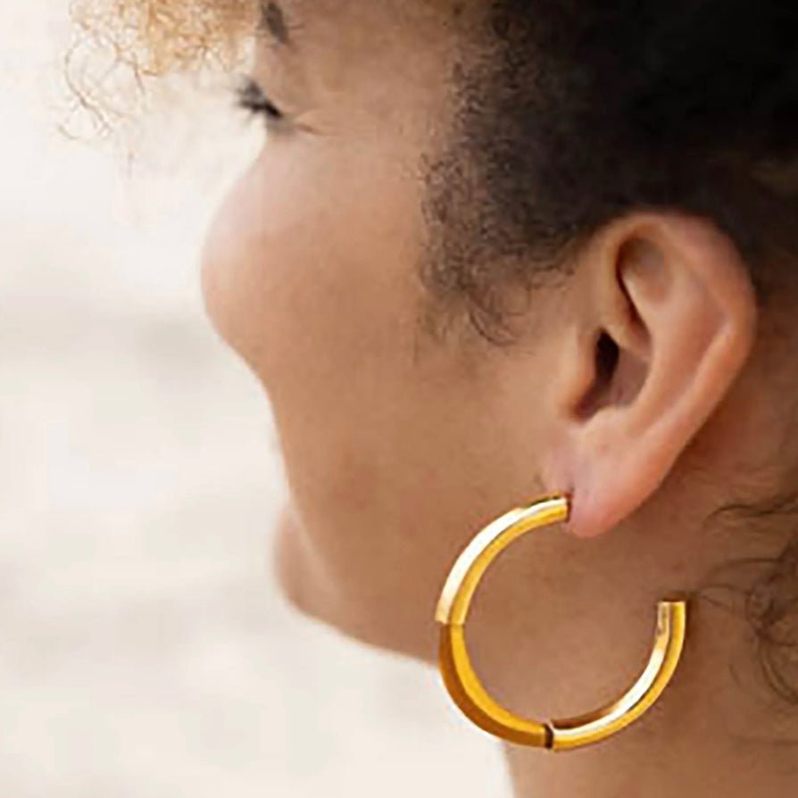 Gold Hoops with Citrine Glass - Collected