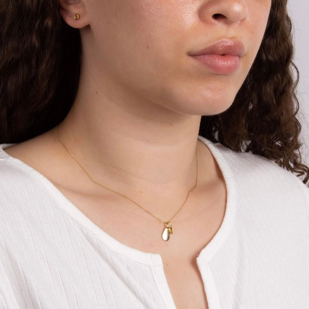 Gold plated pendant with a citrine drop on a fine chain, Citrine for November. - Collected