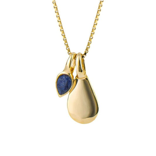 Gold plated pendant with a lapis lazuli drop on a fine chain, Lapis for September. - Collected