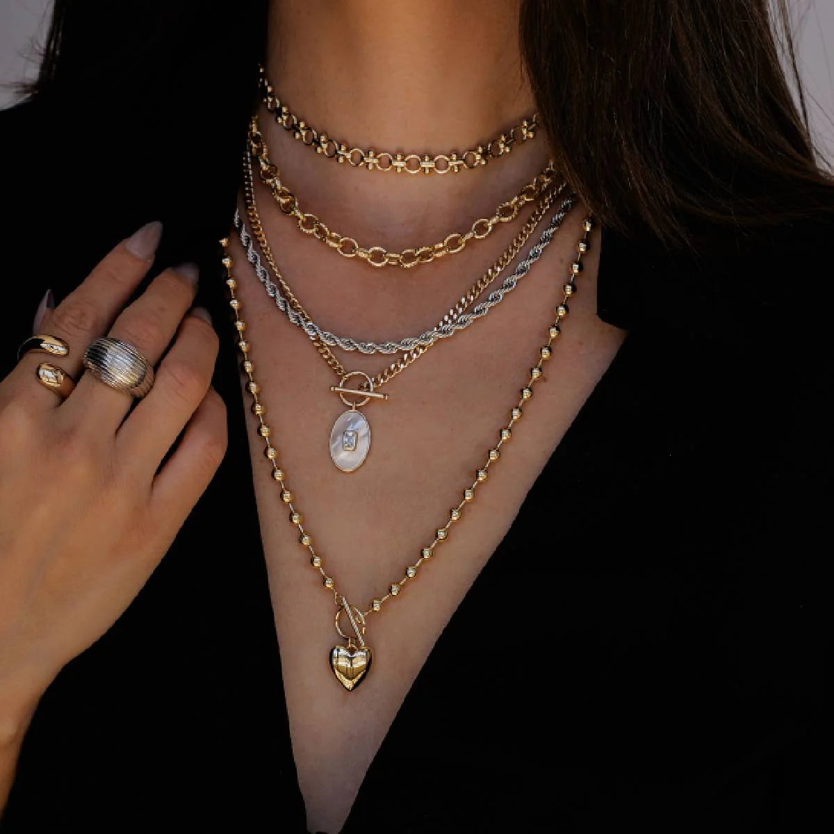 La bebe Heart Toggle Necklace