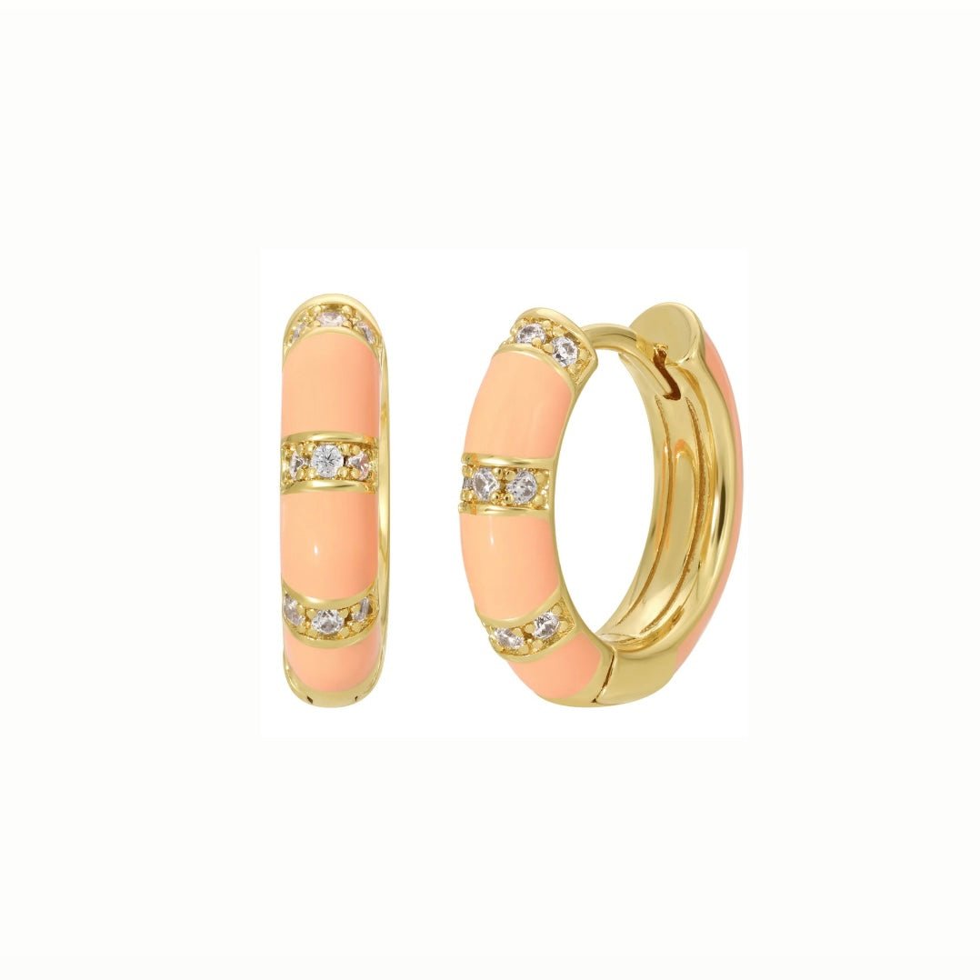 Peony Pink Enamel and cz huggies - Collected