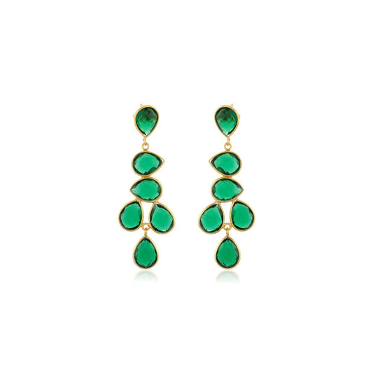 Shyla Sheena Earrings emerald green glass. - Collected