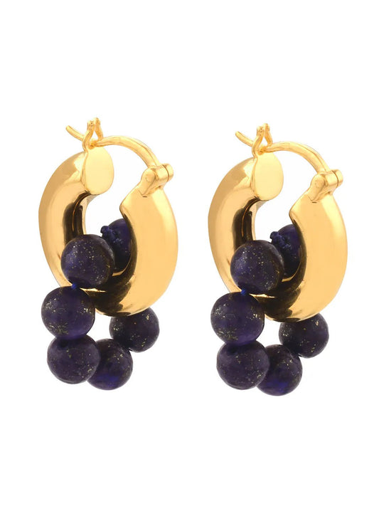 Shyla Sura Hoop Earrings with Lapis Lazuli. - Collected