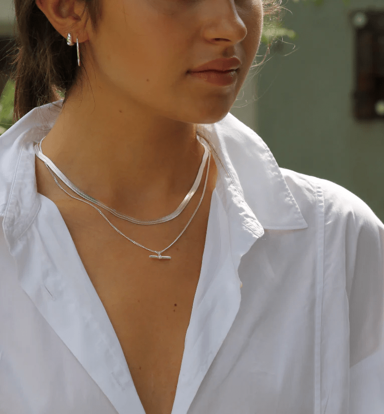 Silver T bar Necklace - Collected