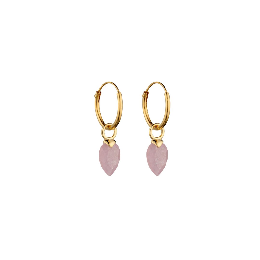 Small hoops with a pink chalcedony drop. - Collected