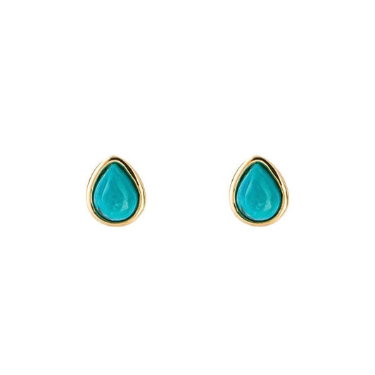 Turquoise studs, pear shaped gold plated on silver. - Collected