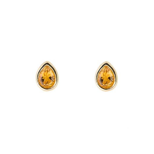 Citrine pear shaped studs, gold plated on silver. - Collected