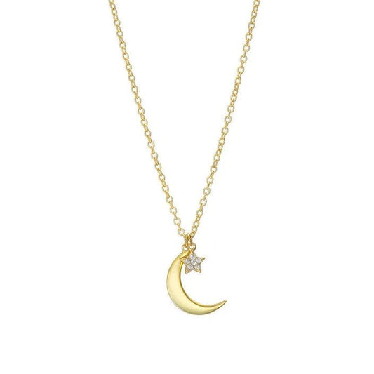 Crescent Moon & Pave Star Necklace - Collected