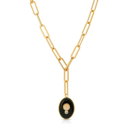 Edendale Necklace with Onyx and an opal gemstone. - Collected