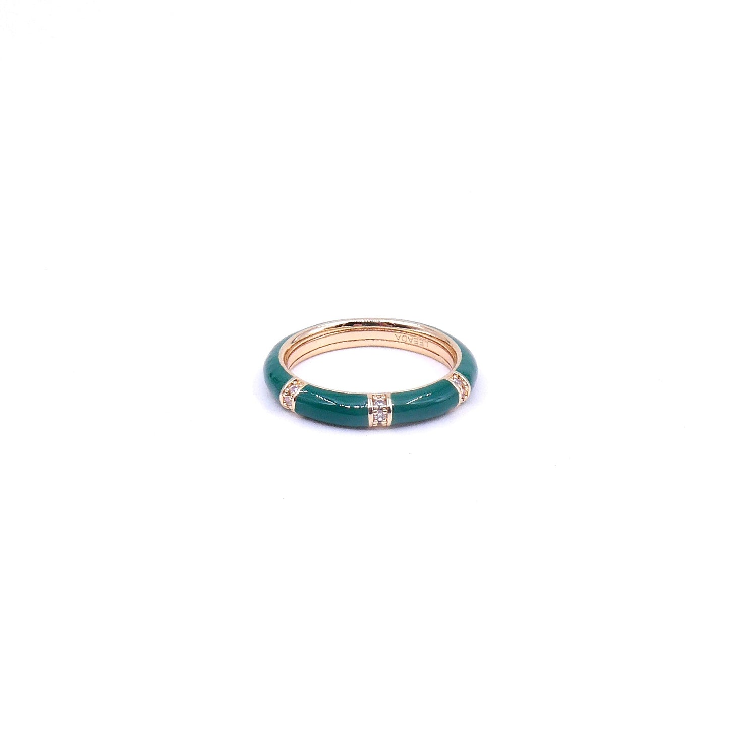 Forest green Enamel and cz ring by Leeada - Collected