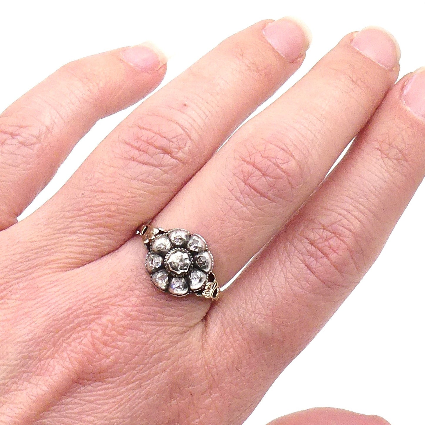 Georgian diamond ring, a beautiful diamond ring set with rose cut diamonds. - Collected