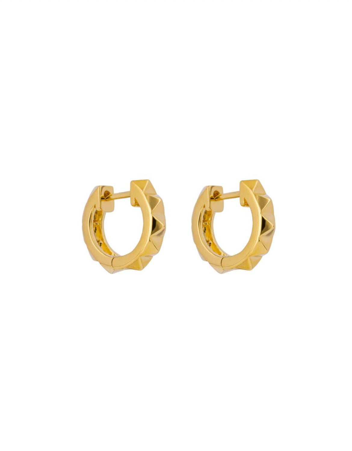 Gold plated Huggies with a stud pyramid design. - Collected