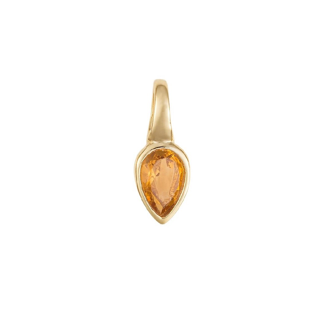 Gold plated pendant with a citrine drop on a fine chain, Citrine for November. - Collected