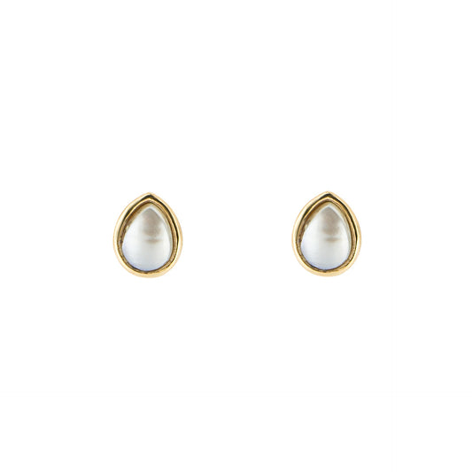 Pearl pear shaped studs, gold plated on silver. - Collected