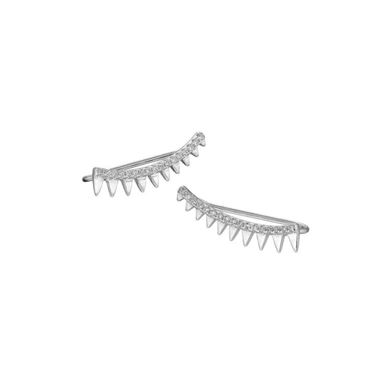 Silver pave spiked climber earrings. - Collected