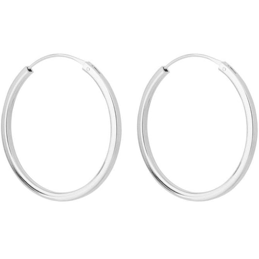 Square edged silver Hoops large - Collected