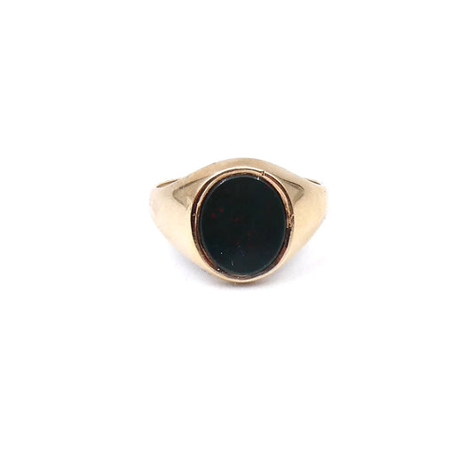 Vintage bloodstone signet ring, 9kt gold in a large size - Collected