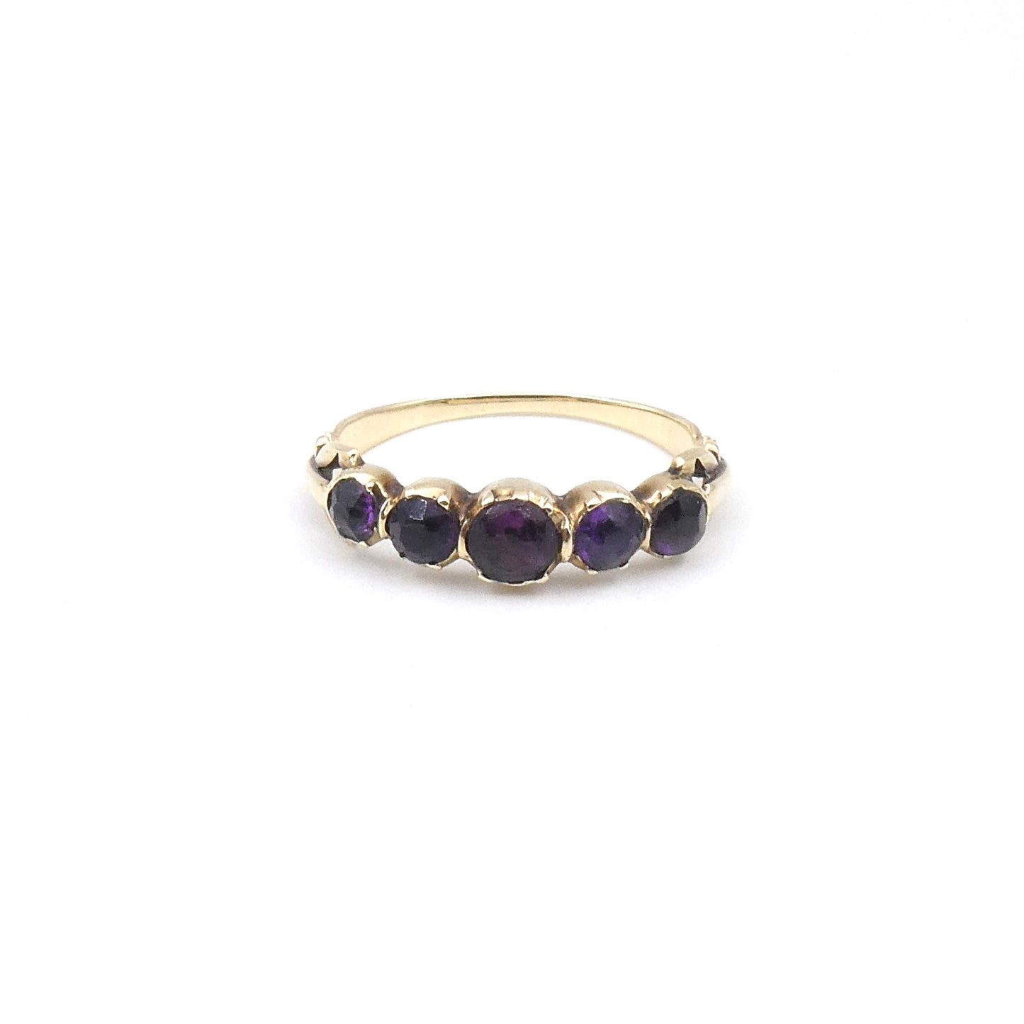 An antique five stone Amethyst band, a late Georgian Ring