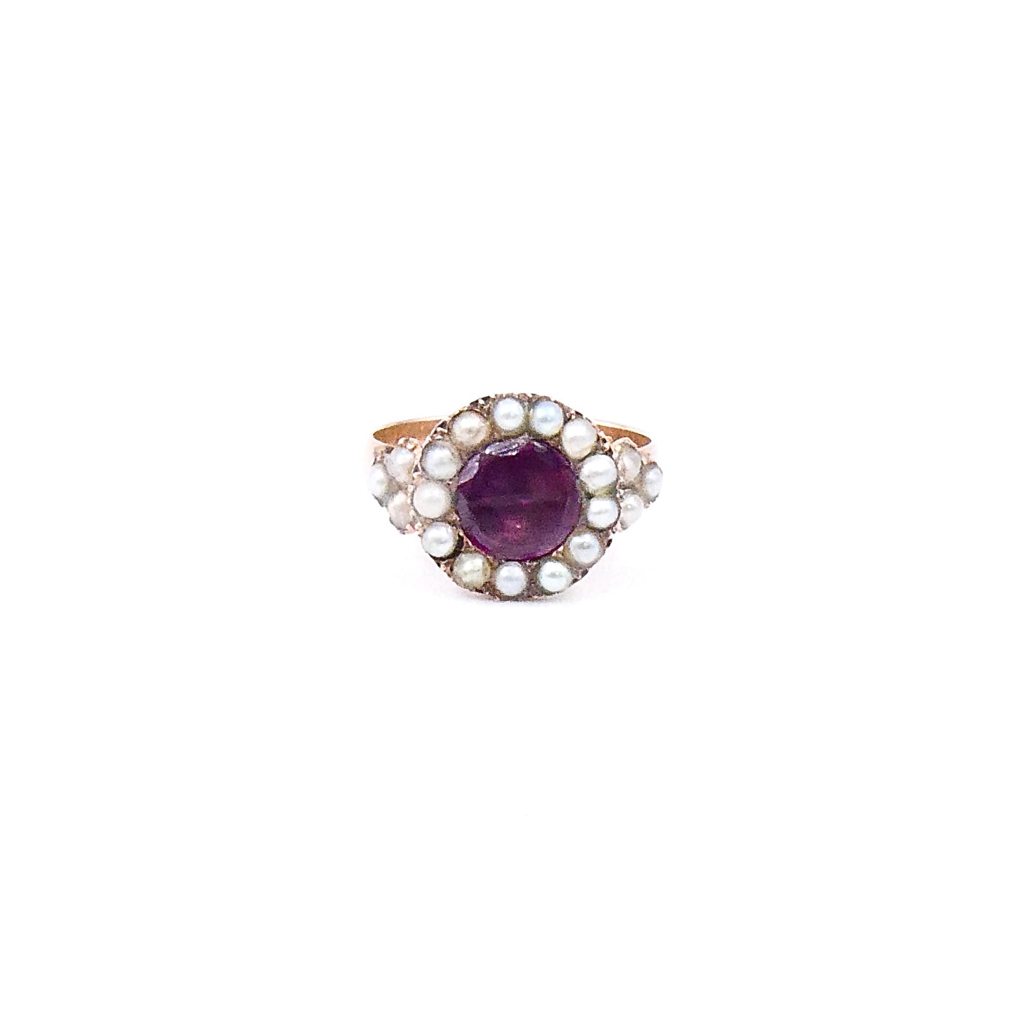 Antique garnet and pearl cluster Ring, Hallmarked Chester 1911.