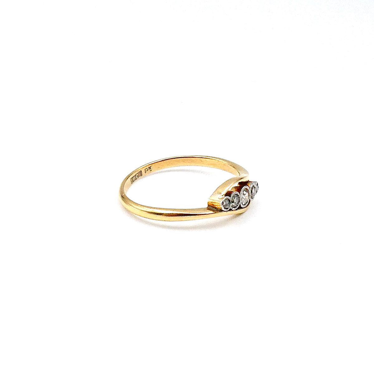 Antique diamond cross over ring, 18kt gold & Platinum.
