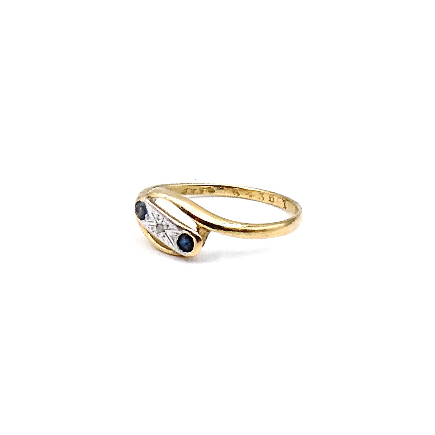 Dainty Mini Art deco Sapphire and diamond ring