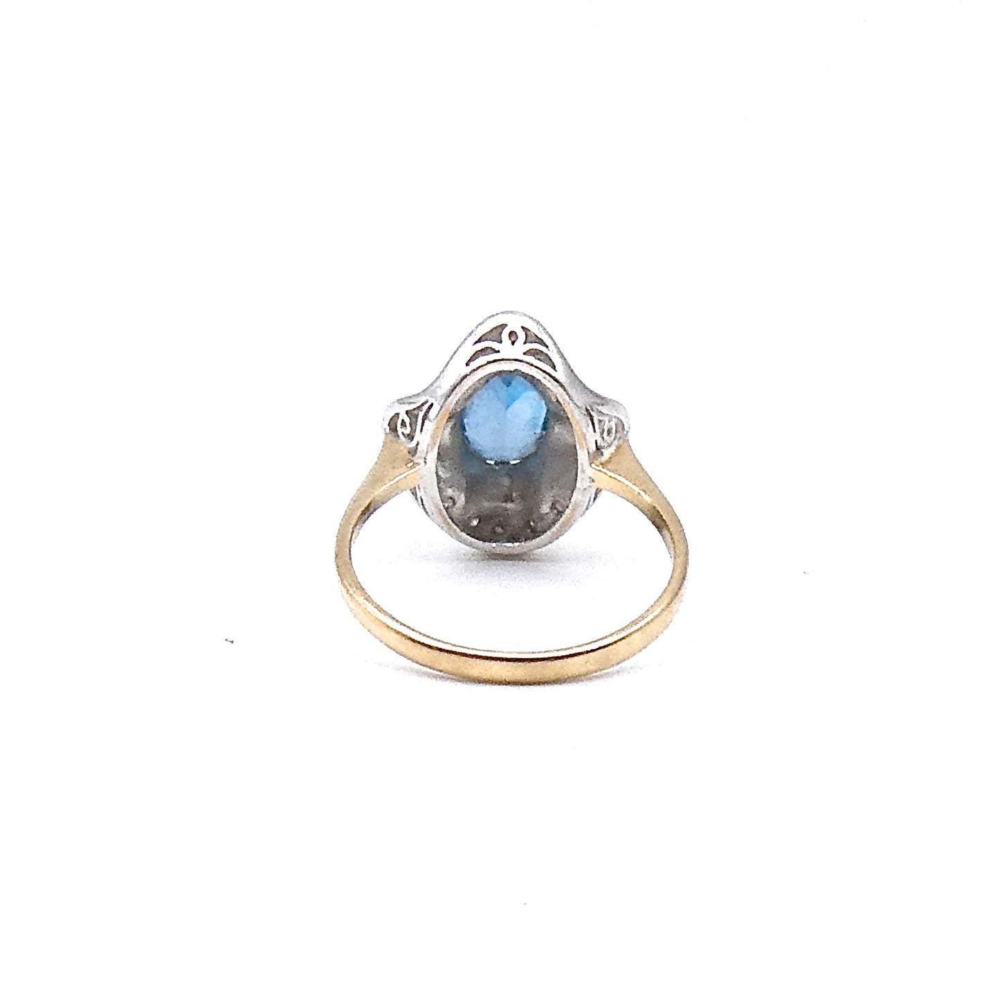 Ballerina Ring set with Topaz, and diamonds 9kt white and yellow gold, preowned.