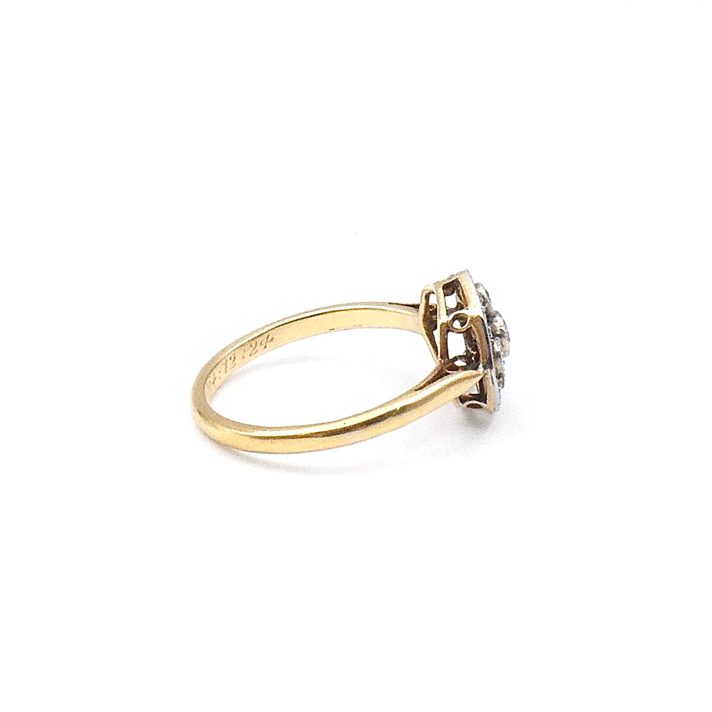 Art deco Octagon ring 18kt gold with diamonds.