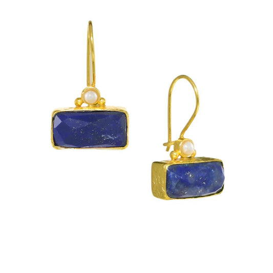 Lapis and Pearl Earrings